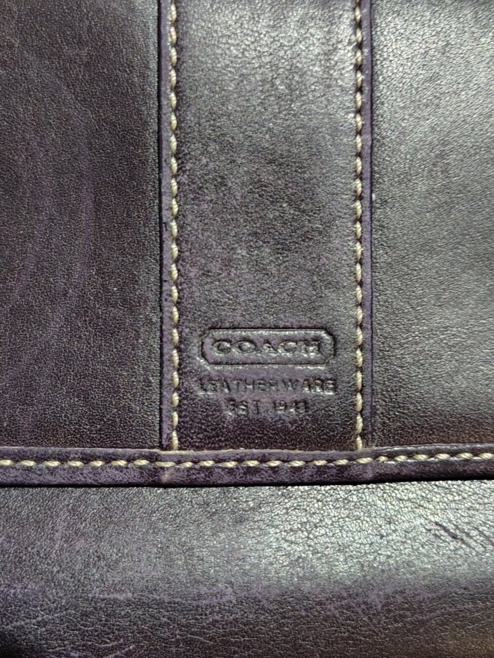 Vintage Coach Hampton Purple Leather Trifold Wallet - Picture 3 of 11